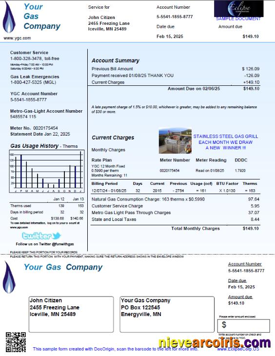 USA Your Gas Company utility bill